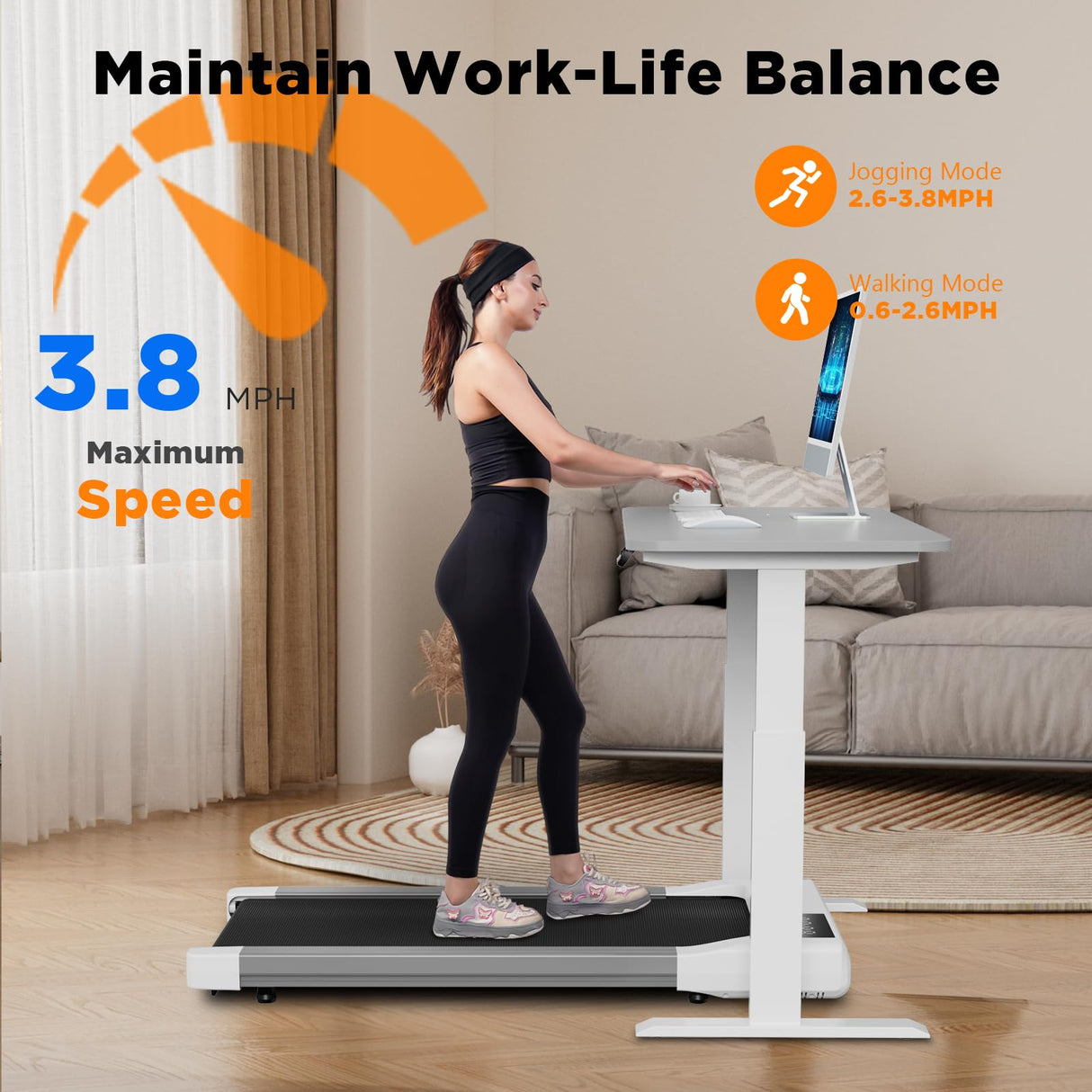 SupeRun Walking Pad, Under Desk Treadmill, 3 in 1 Portable Treadmill with Remote Control LED Display, 2.2 HP Quiet Walking Jogging Machine for Office Home Use, 300 Lbs Capacity