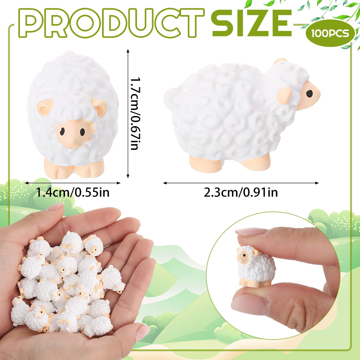 Guiqulai 100pcs Mini Resin Sheep Figurines Garden Decor Ornaments(White)