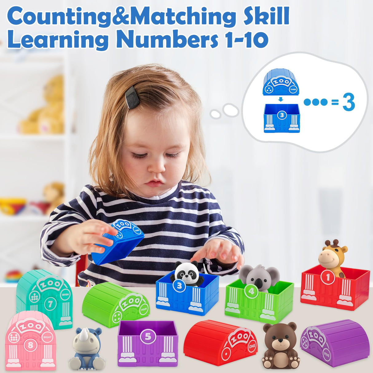 Learning Toys for Toddlers 1 2 3 Year Old Toddlers, 20Pcs Safari Animal Toys, Finger Puppets, Montessori Counting, Matching & Sorting, Christmas Birthday Gifts for Baby Boys Girls Age 12-18 Months