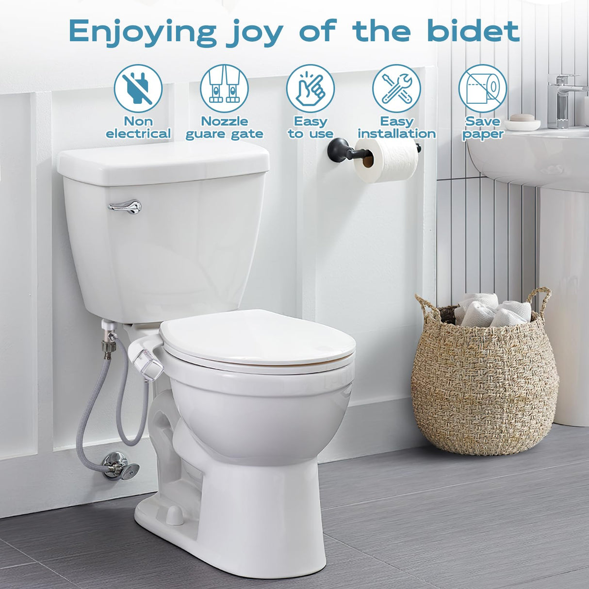 Shineforu Ultra-Slim Bidet Dual Mode Bidet Attachment for Toilet, Bidet Toilet Seat Attachment with Pressure Controls(Feminine/Posterior Wash),Easy to install Design Non-Electric Bidet