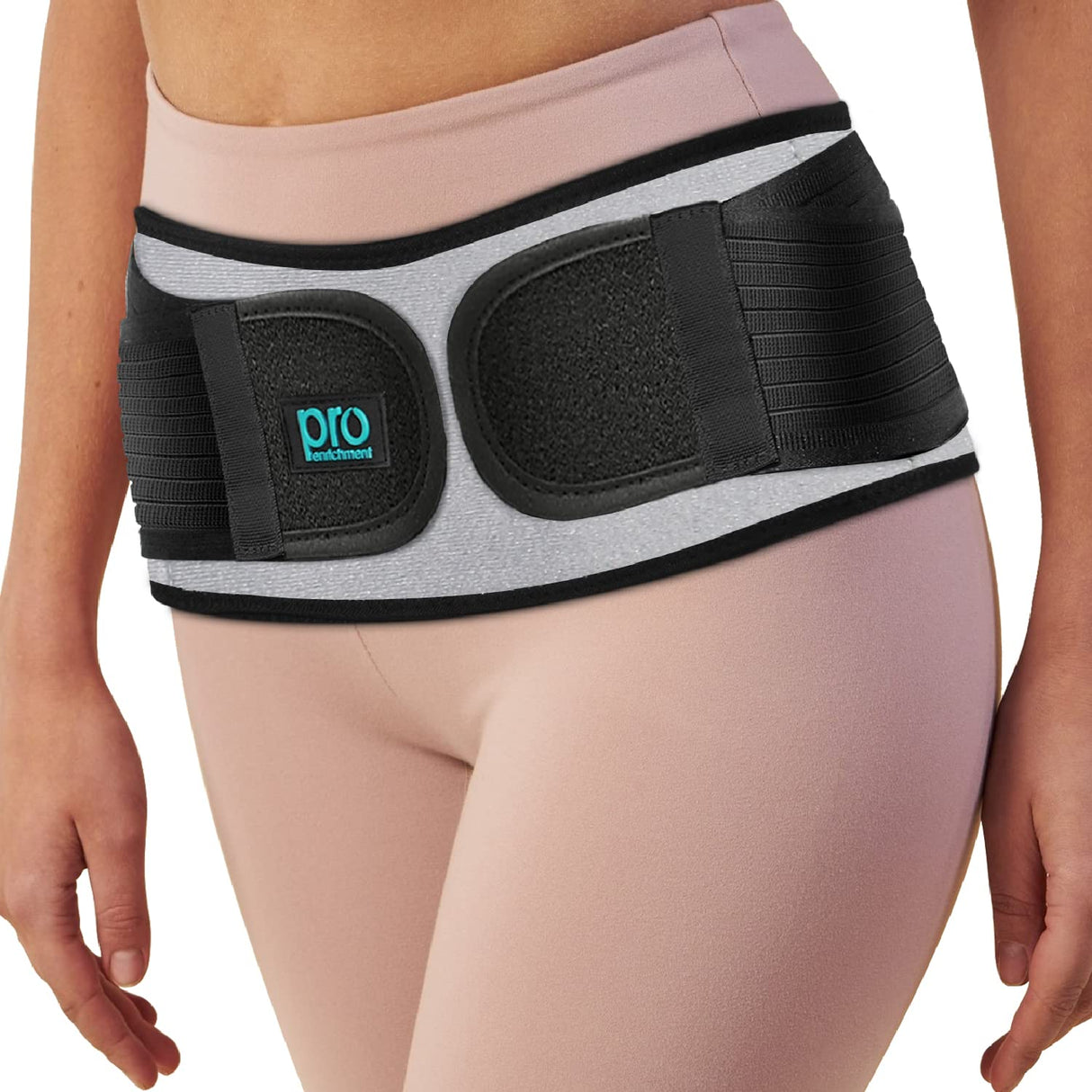 Pro Enrichment Sacroiliac SI Belt, Patented SI Joint Belt for Women and Men. Adjustable Hip and Lower Back Support Brace, Sciatica Pain Relief Hip Brace. (XL-XXL)