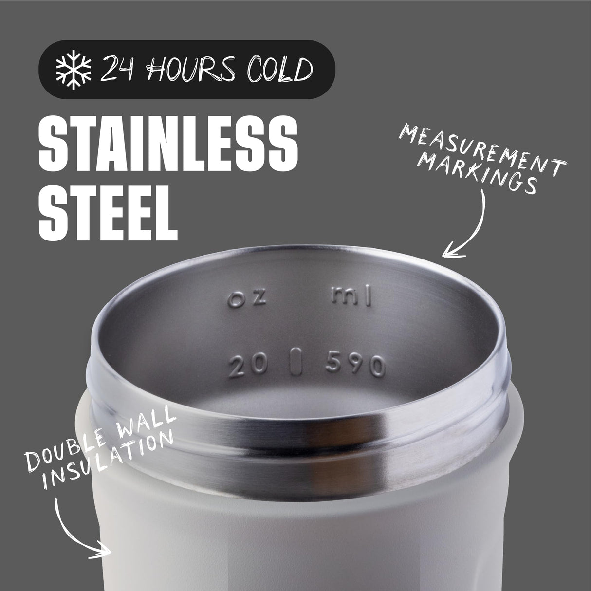 BlenderBottle Sport Insulated Stainless Steel Shaker Bottle with Wire Whisk, 24-Ounce, Grey – Protein Shakes & Hydration for Athletes & Fitness Enthusiasts, Easy Mixing, Keeps Drinks Cold, Lockable Lid