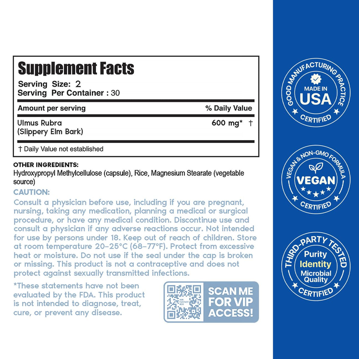Her Fantasy Box | Slippery Box | Fast-Acting Slippery Elm Capsules for Feminine Wellness & Intimate Moisture Support – 60 Vegan Capsules