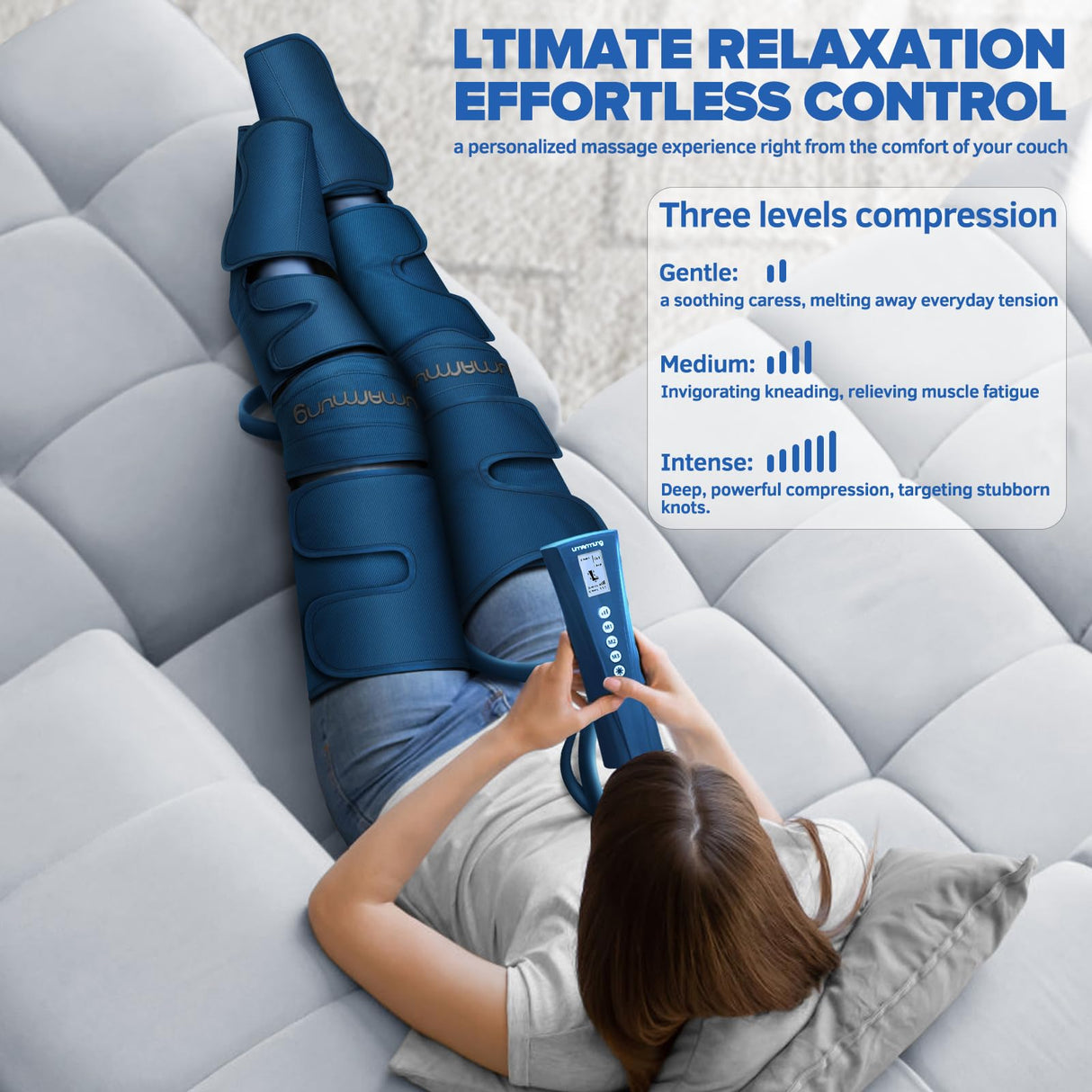 UMARMUNG Air Compression Leg Massager with Heat - Pain Relief & Circulation Booster for Foot, Calf, Knee and Thigh - Gifts for Men, Women, Dad, Mom for Mother's Day, Father's Day, Birthdays, Christmas