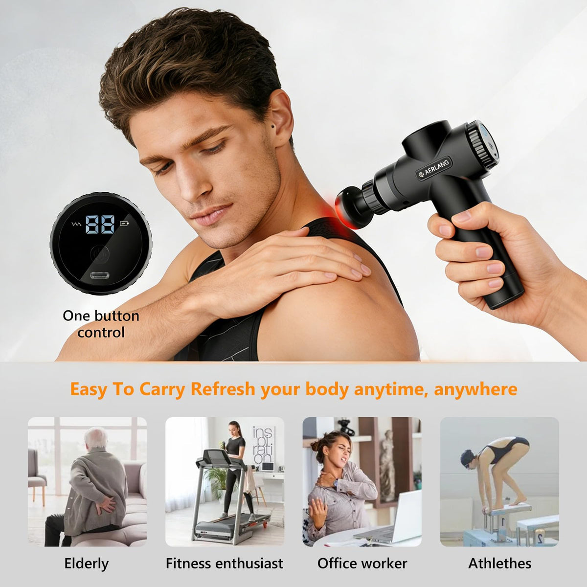 AERLANG Mini Massage Gun with Heat Christmas Gift for Him Black
