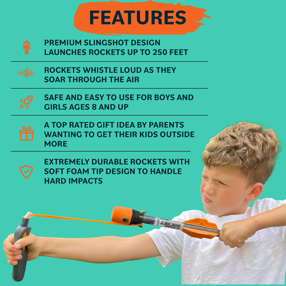 Toy Rocket Launcher for Kids: Outdoor Toys Slingshot - Best Gifts for Boys - Fun Gifts for 8 9 10 11 12 13 14 Year Old Boys + Teen Boy Gift Idea & Cool Boys Toys Age 8-10 & Teen Stocking Stuffers Gift
