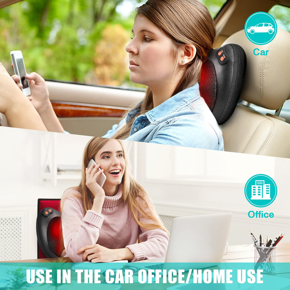 iKristin Back Massager, Shiatsu Neck Massager with Heat, Electric Back Massager for Shoulder, Back, Leg, Deep Tissue Kneading Massage to Relief Muscles, Massage Pillow for Mom/Dad/Women/Men