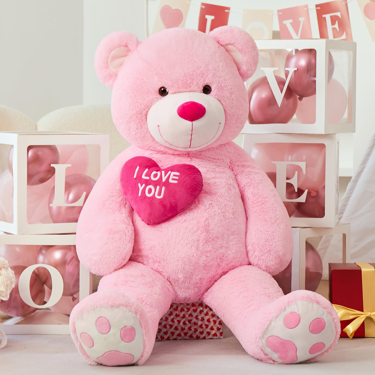 BENINY Giant Teddy Bear 52" - Big Stuffed Animal with Heart - Large I Love You Teddy Bear Plush Toys for Kid Christmas Birthday - Valentines Bear Gift for Girlfriend Wedding