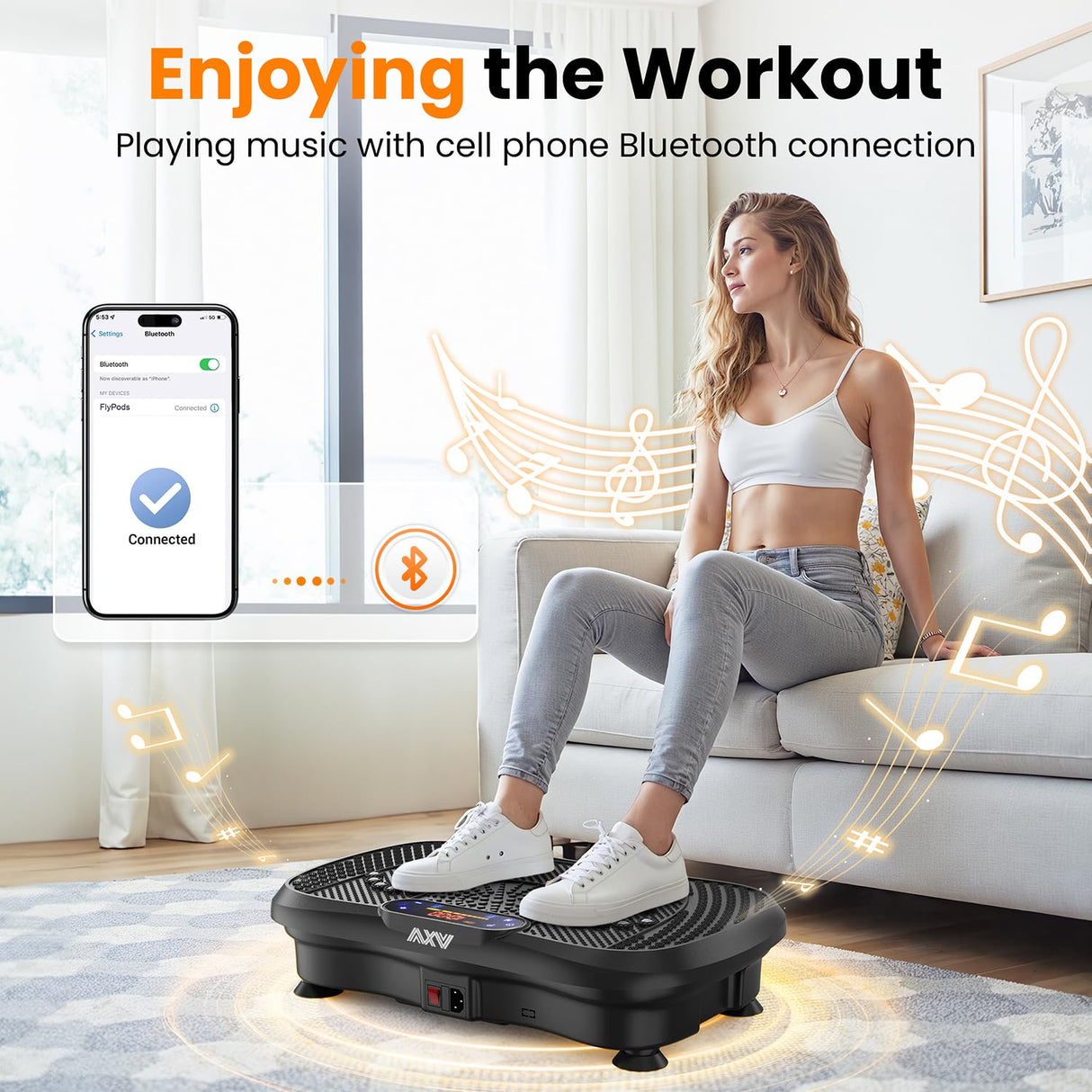 AXV Vibration Plate Fitness Platform Exercise Machine Vibrating Lymphatic Drainage Shaking Full Body Shaker Workout Vibrate Stand Shake Board Sport Gym for Weight Loss Fat Burner for Women Men