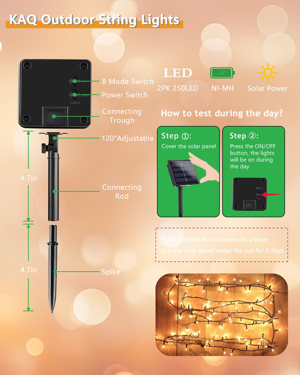 Upgrade Solar String Lights for Outside 2 Pack Total 180FT 500LED Solar Christmas Lights Outdoor with 8 Modes, IP65 Waterproof Outdoor Twinkle Light, Garden Tree Party Christmas Decoration, Warm White