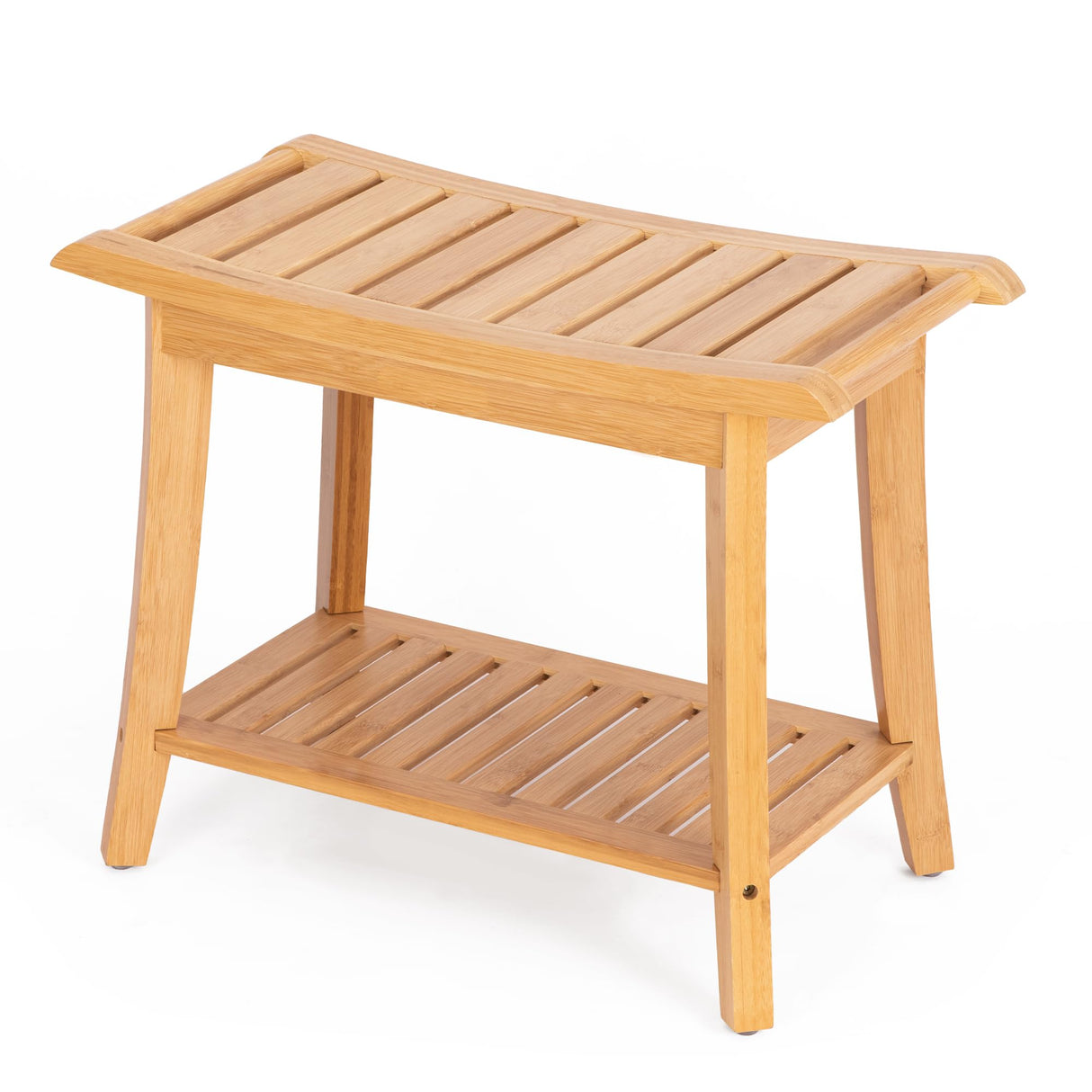 Bamboo Shower Bench Inside Shower Stool with Storage Shelf, Spa Bath Chair for Bathroom, Seat or Organizer for Living Room, Bedroom and Garden - Great for All Ages Unisex Elderly (Waterproof, Natural)