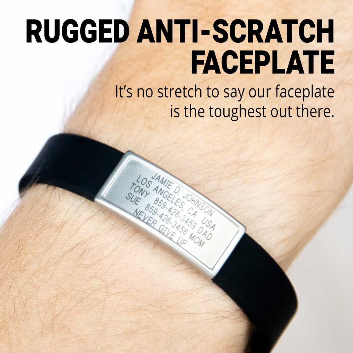 ROAD iD Silicone Medical ID Bracelet for Men and Women | Stretchable and Comfy Silicone Emergency Bracelets w/Identification & Medical Information for Athletes & Travelers (13mm Wide)