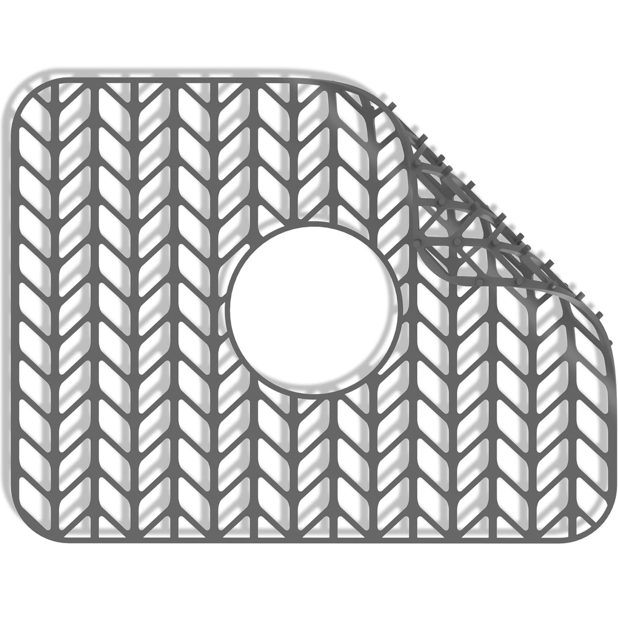 GUUKIN Sink Protectors for Kitchen Sink Grid 16-3/16" X 12-1/2", Centered Drain for Single Sink Bowl with Corner Radius 4-11/16" Kitchen Mat