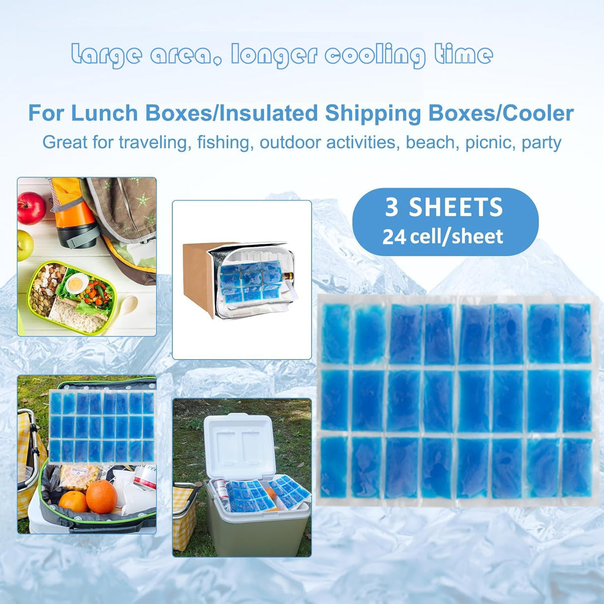 SportEmblema Reusable Ice Pack for Lunch Boxes 2 Pack Large Ice Pack Blanket Cooler Easy to Cut Ice Sheet for Lunch Bag, 14.76"x10.43" Long Lasting Freeze Ice Packs for Meal Prep, Non-Toxic BPA Free