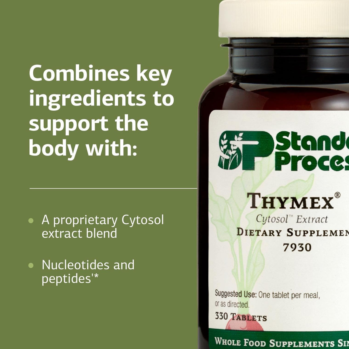 Standard Process Inc. Thymex - Whole Food Cholesterol, Thymus Supplement and Immune Support Supplement with Vitamin C, Magnesium Citrate, and Calcium Lactate - Gluten Free - 330 Tablets