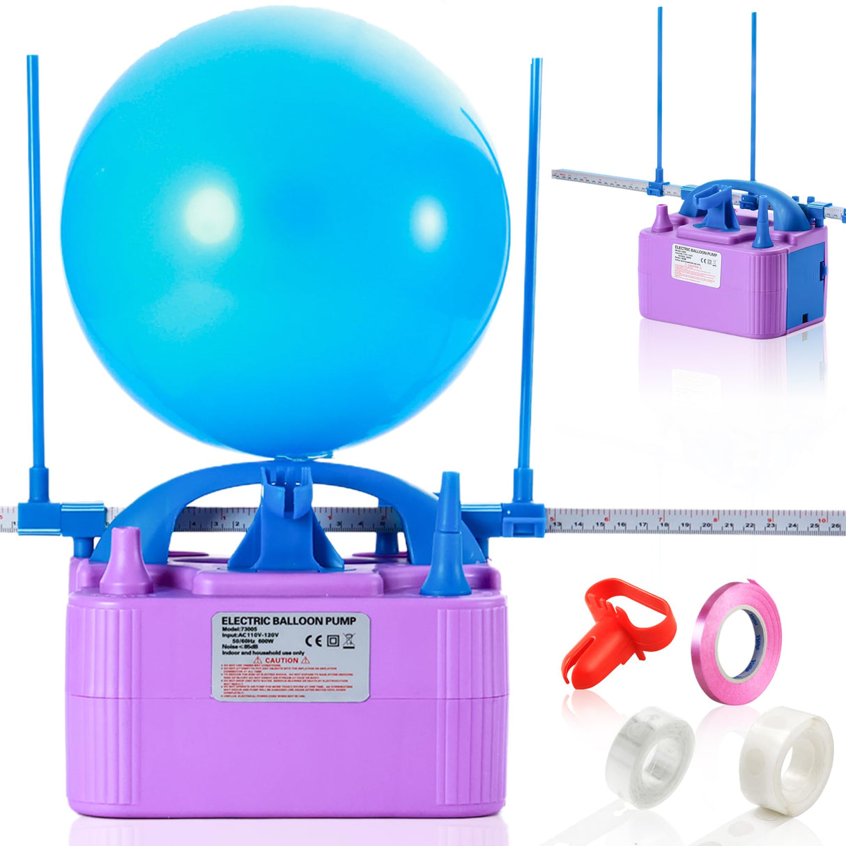 Party Zealot Electric Balloon Inflator Dual Nozzles with Balloon Sizer Air Pump US Standard Plug for Arch, Column Stand, Birthday, Wedding, Christmas, Graduation Party, and Party Decorations