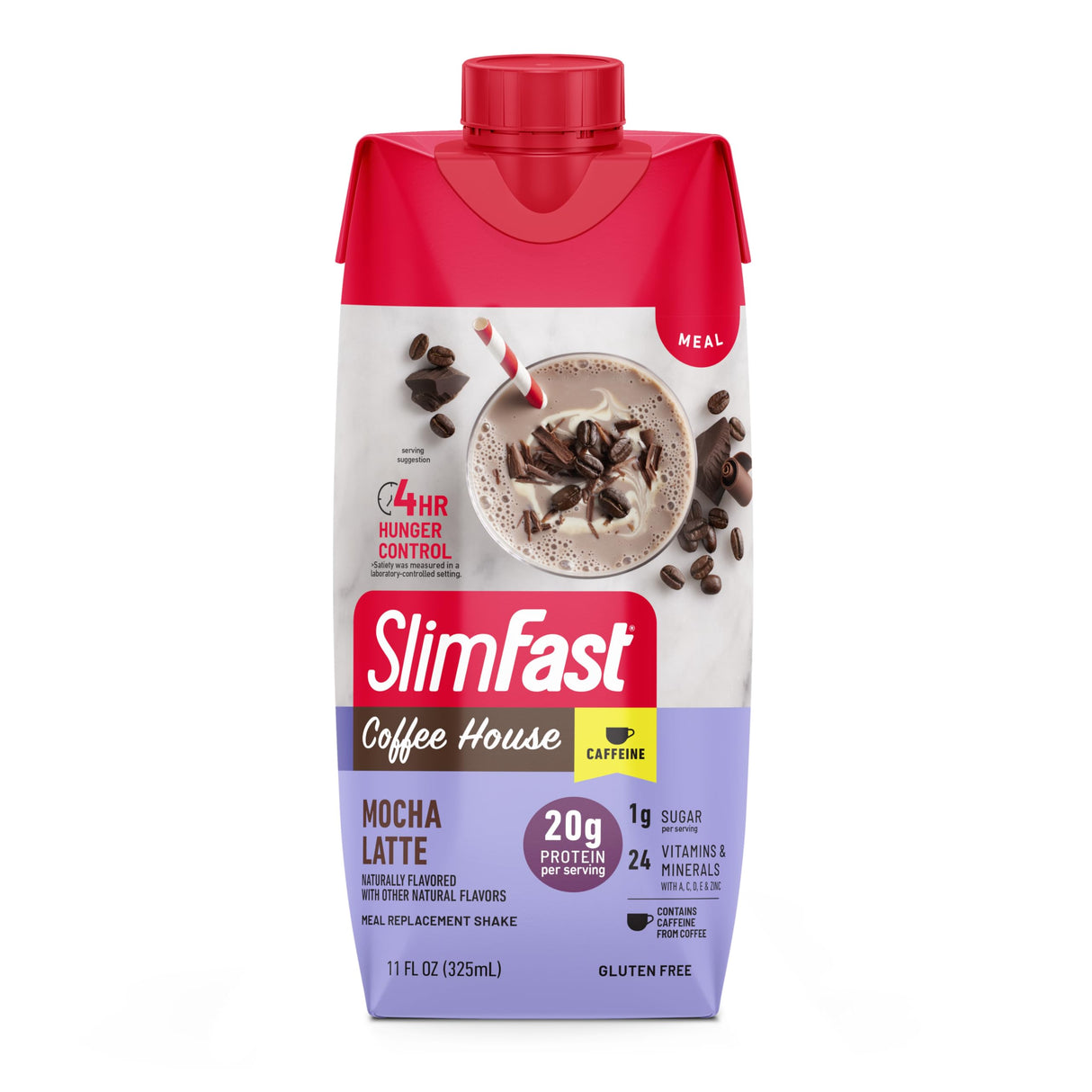 SlimFast Protein Shake, NEW Mocha Latte- 20g Protein, Meal Replacement Shake Ready to Drink, High Protein with Low Carb and Low Sugar, 24 Vitamins and Minerals, 11 Fl Oz (Pack of 12)