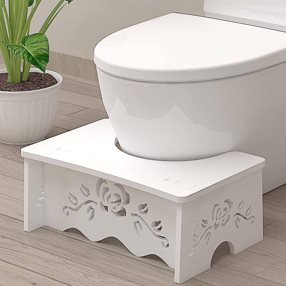 Fanwer Squatting Toilet Stool - Poop Stool for Bathroom, Wood-Plastic Composite, 9 Inch, Adults & Elderly