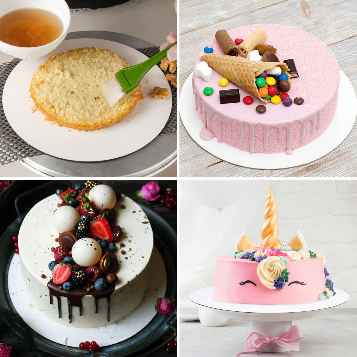 80-Pack Cake Boards 10 inch Round White Cake Circles Rounds Base Food-Grade Cardboard Cake Board for Cakes, Christmas, Bread, Desserts(Thin and strong)