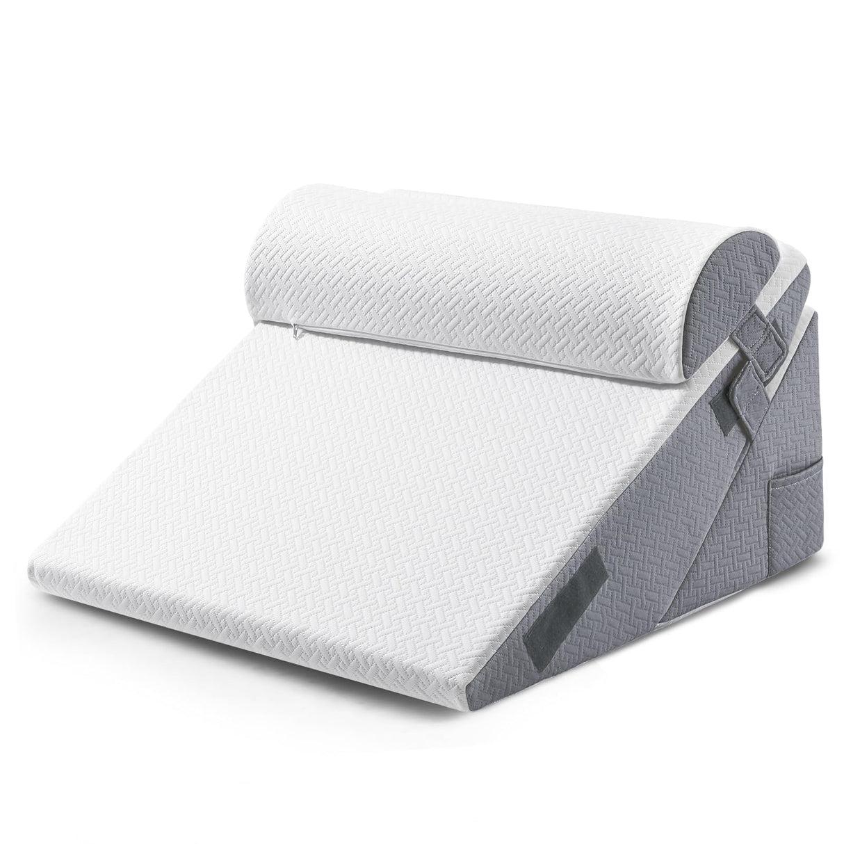 Sasttie Wedge Pillow Set for After Surgery, Adjustable Orthopedic Bed Wedge Pillow Set for After Surgery, Sleeping, Acid Reflux, Back Pain, and Recovery, Dark Grey & White