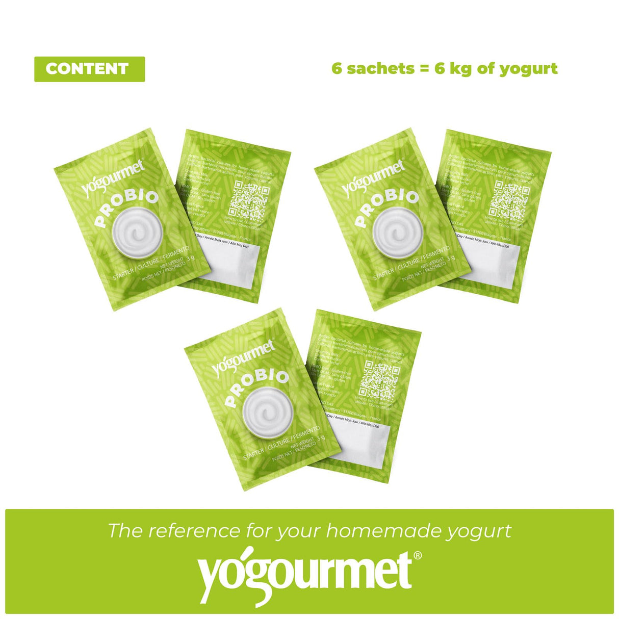 Yogourmet Yogurt Starter With Probiotics (12 Pack Bulk Version) - Make Yogurt at Home - Starter Culture - All Natural, Gluten Free, Kosher, Halal - 3 g Sachets