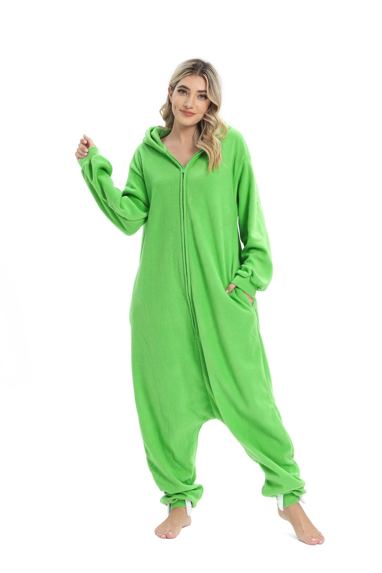 Wishliker Unisex Adult Mike Onesie Pajamas Animal Onesies Women Men Christmas Halloween Cosplay Costume Sleepwear Green