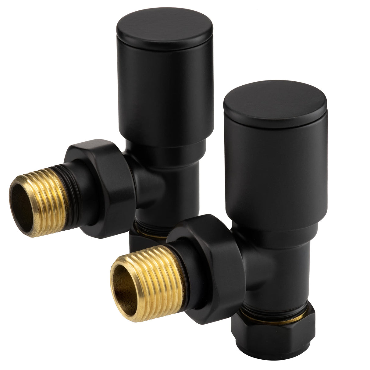 Sandy Beach Black Angled Radiator Valves - Black Angled Heated Towel Rail Radiator Valves - Black Radiator Valves, Radiator Valves Black Suitable for Internal Radiators or Heated Towel Rails (15mm)
