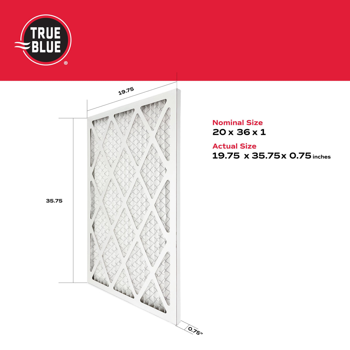 True Blue Allergen 20x36x1 Air Filter , MERV 11, 4-Pack