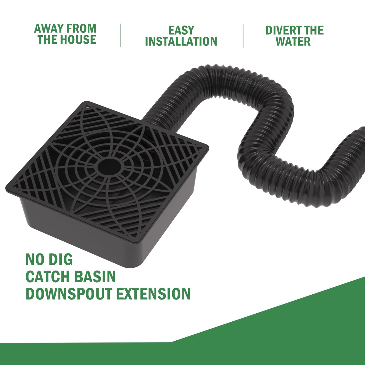 YOTODY Gutter Downspout Extensions,Catch Basin Low Profile Downspout Extender | No Deep Dig Catch Basin, Flexible Pipe Extension to 5.1ft, Protect House Foundation