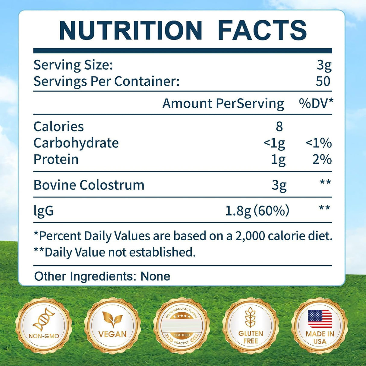 KEDISOM Grass-Fed Bovine Colostrum Supplement Powder - 60% High IgG 3000 mg for Gut Health, Immune Support - Easy to Mix Natural Liposomal Colostrum Superfood, Unflavored, 50 Servings