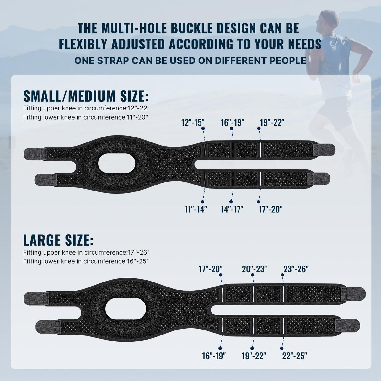 Fit Geno Patella Knee Brace for Women Men, 1-Pack Patellar Tendon Support Strap for Arthritis Tendonitis Running Jumpers Knee Hiking Basketball Volleyball Tennis Squats