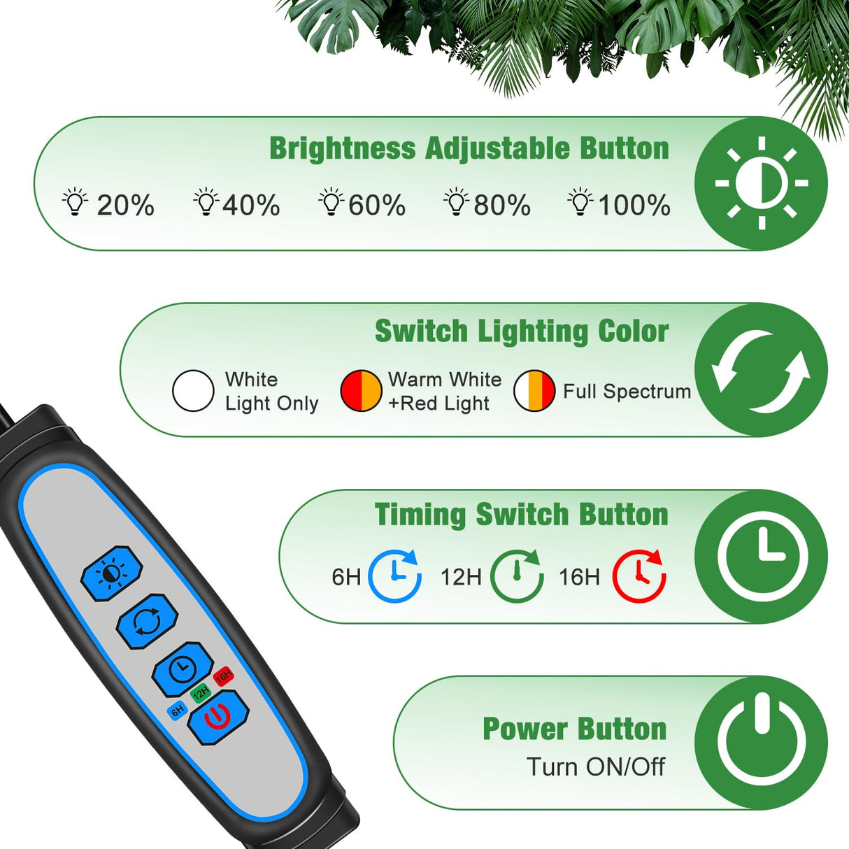 wolezek Grow Lights for Indoor Plants, 2 Pack 6000K LED White Plant Grow Lights Indoor, Full Spectrum Grow Lamp with Clip, Auto ON & Off Timer 6/12/16H, 3 Modes, 5-Level Dimmable Brightness
