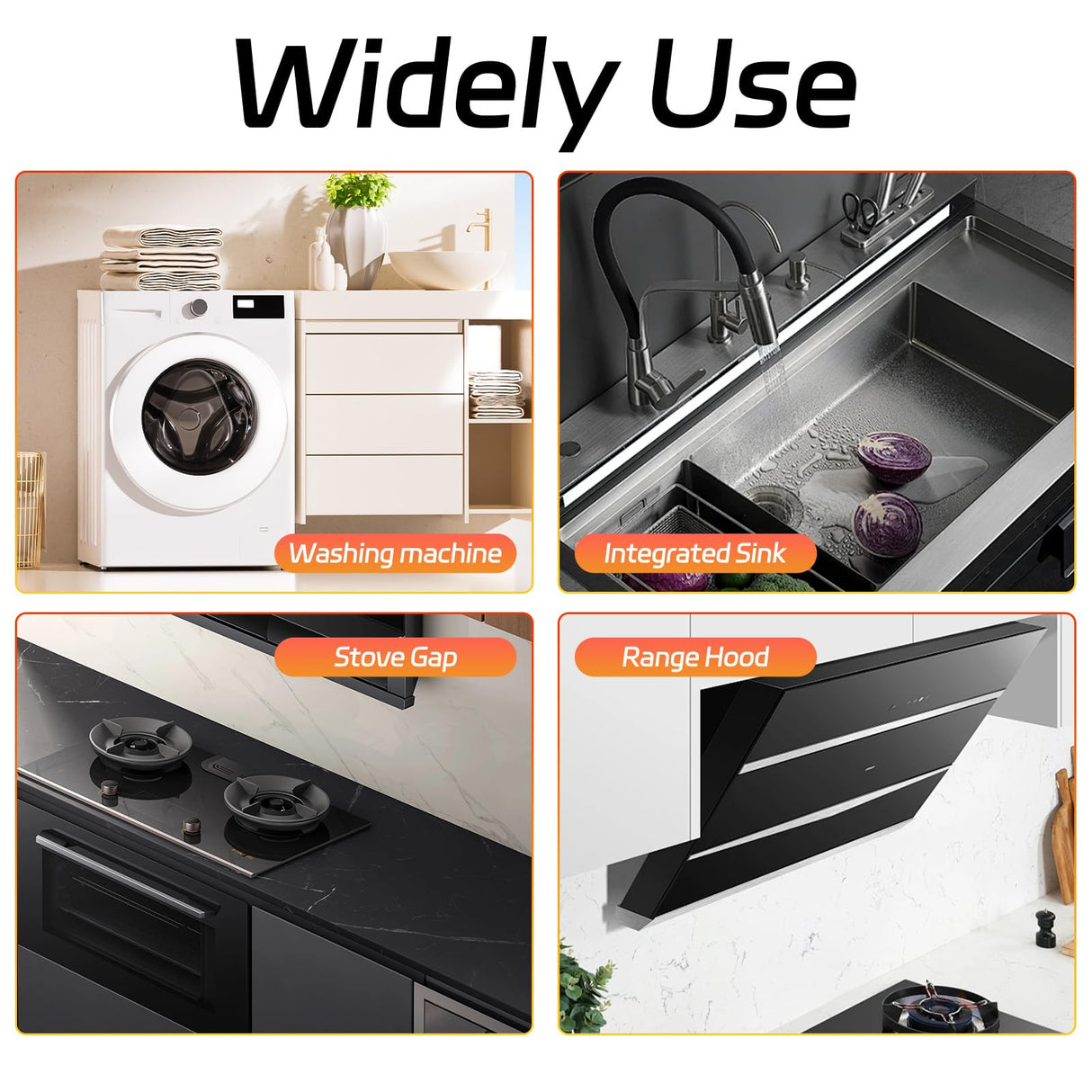 Stainless Steel Stove Counter Gap Cover (2 Pack), Oven Gap Filler, Stove Gap Filler for Kitchen, Range Trim Kit, Easy Clean with Heat Resistant, Adjustable Length 13.8” to 27.6” 1