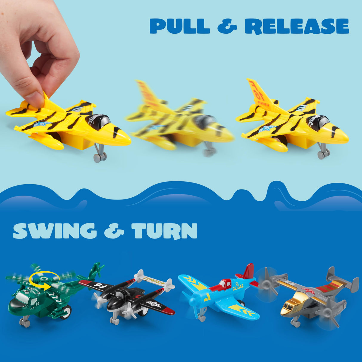 JOYIN 16 Pcs Pull Back Airplane Toys, Boys Plane Playset, Aircraft Incl Helicopter, Fighter, Bomber, Gifts for Toddler Kids 3+ Years Old, Christmas Kids Gifts, Treasure Box Toys for Classroom