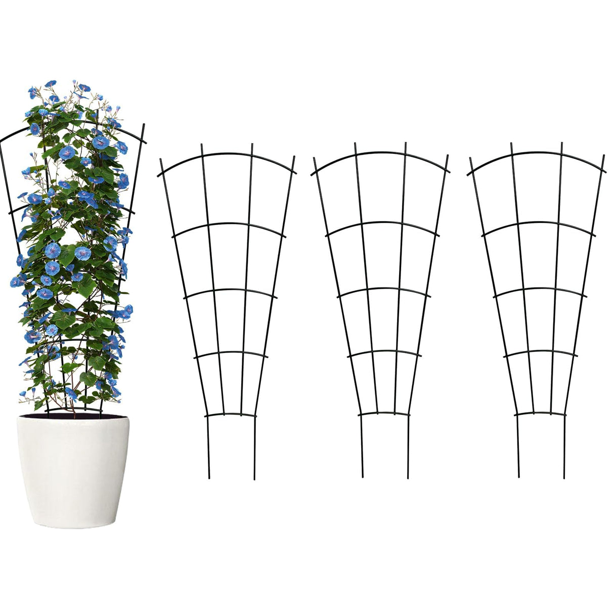 Thealyn 43" Tall Metal Plant Trellis Climbing Plant Support, 4 Pack Black