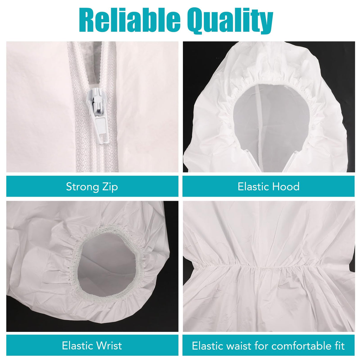 FURWEY Hazmat Suits 10 Pack Disposable Protective Coveralls, Heavy Duty Full Body Painters Suit for Men & Women with Elastic Wrists, Ankles and Hood, Available in 4 sizes-X-Large