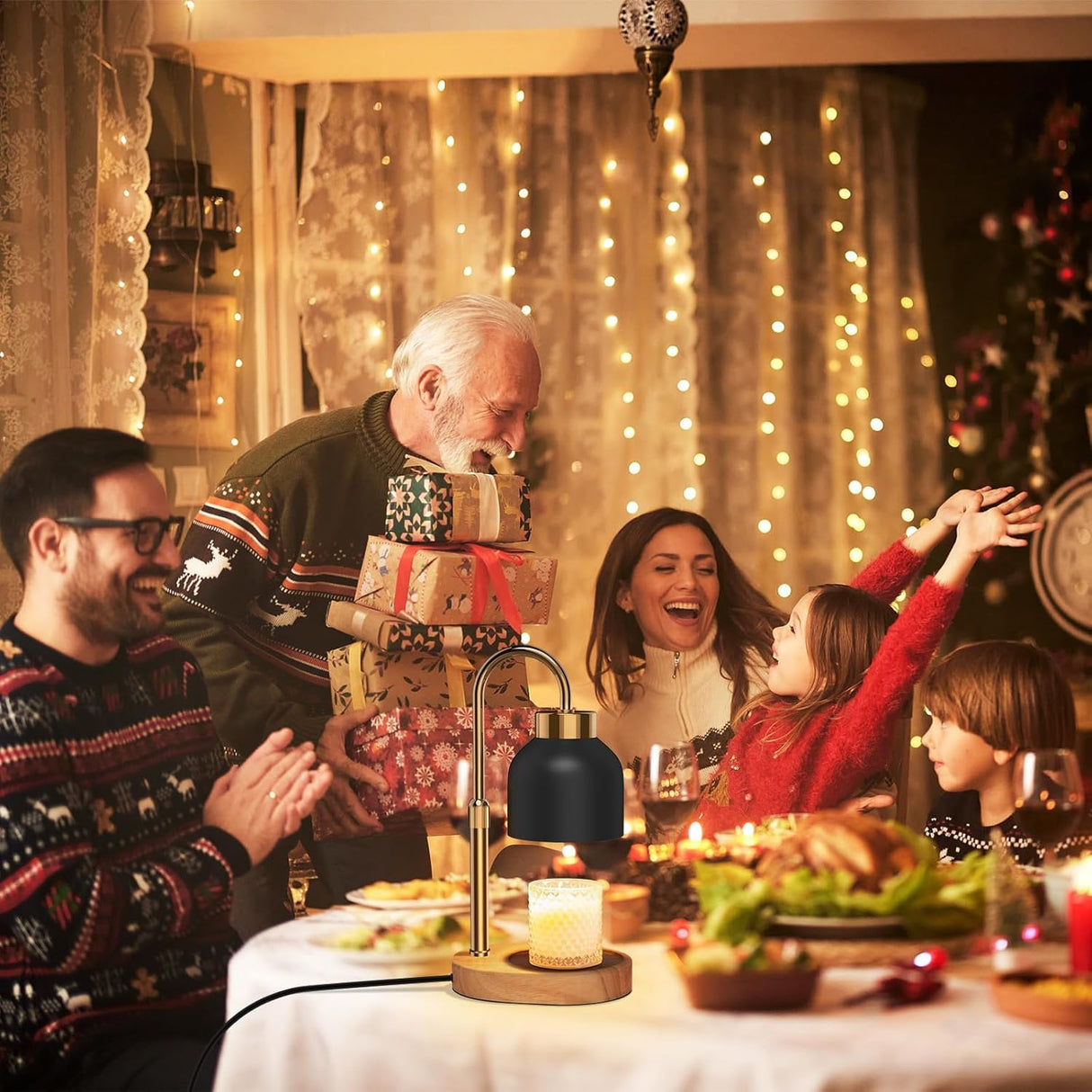 WUEAOA Candle Warmer Lamp with Timer, Candle Warmer Lamp Black - Wax Melt Warmer with Timer, Adjustable Height, Ideal for Jar Candles, Perfect House Warming Gift for Women on Christmas