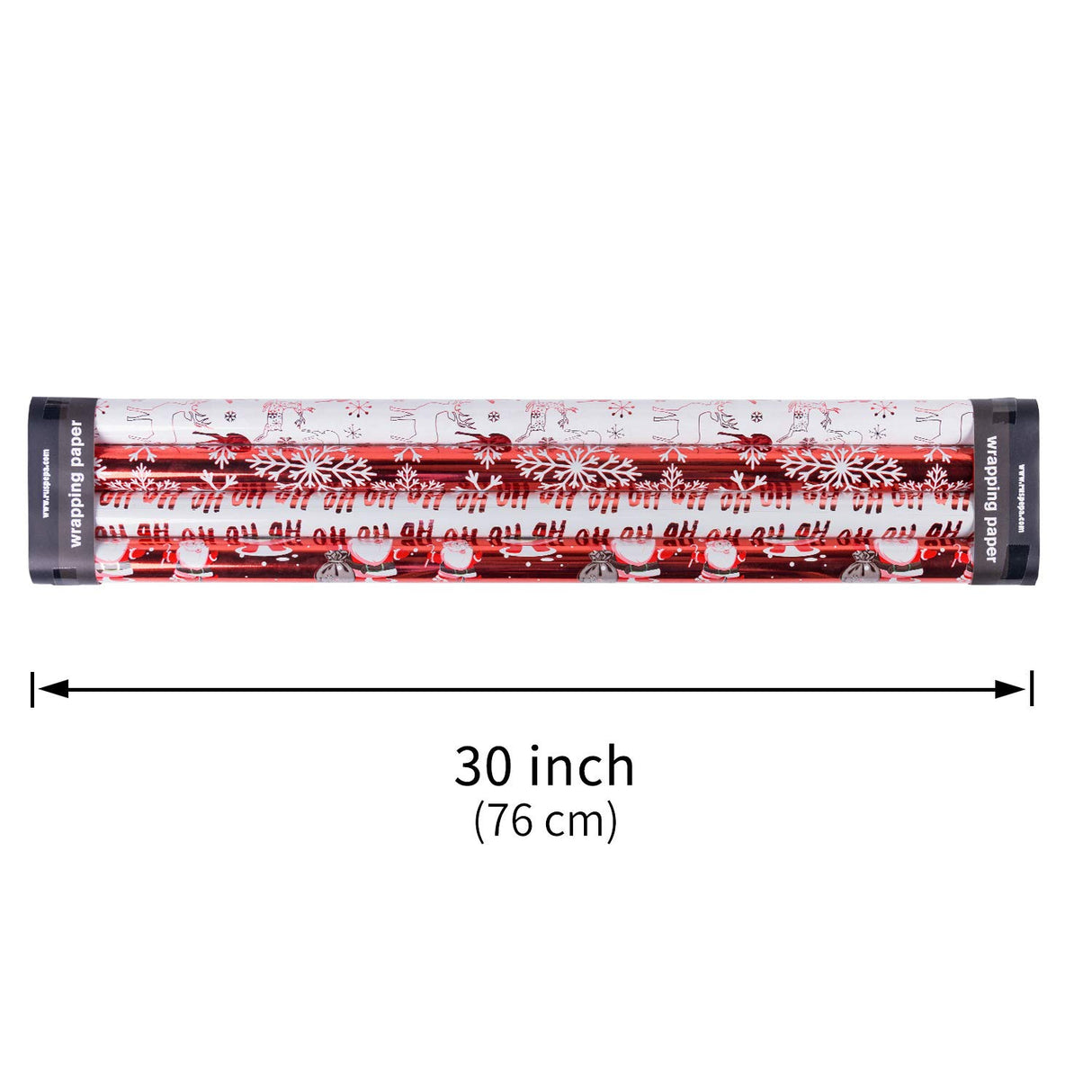 RUSPEPA Christmas Wrapping paper-Red and White Paper with a metallic foil shine-Christmas Elements Collection-4 Roll-30Inch X 10Feet Per Roll