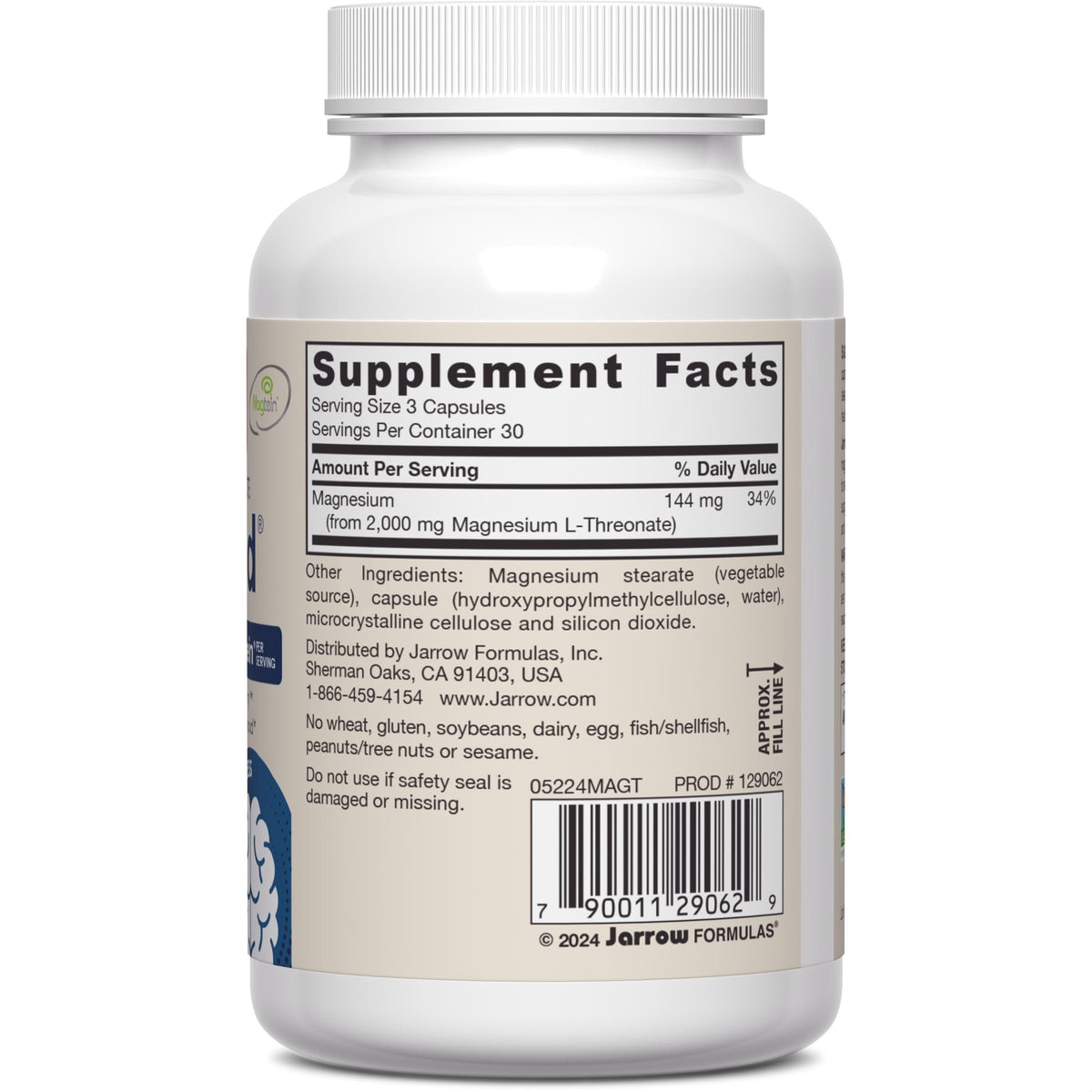 Jarrow MagMind Magtein Magnesium L-Threonate, 90 Capsules