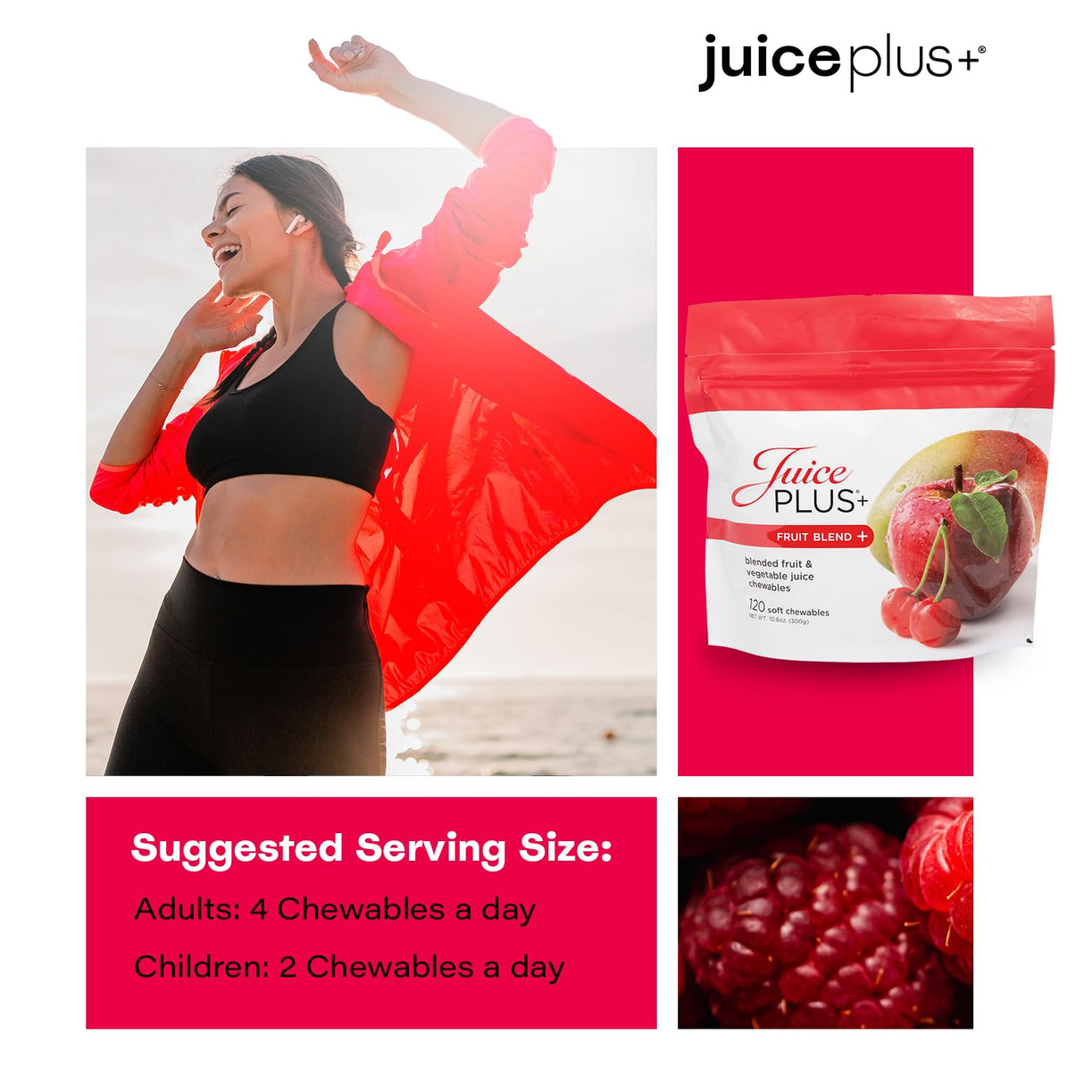 Juice Plus+ Fruit Blend Soft Chews (Chewables) - Boost Your Nutrition with 11 Fruits & Plant Ingredients - Vegan Gummy for Kids & Adults - Vitamins, Whole Food Nutrition - 120 Chewables