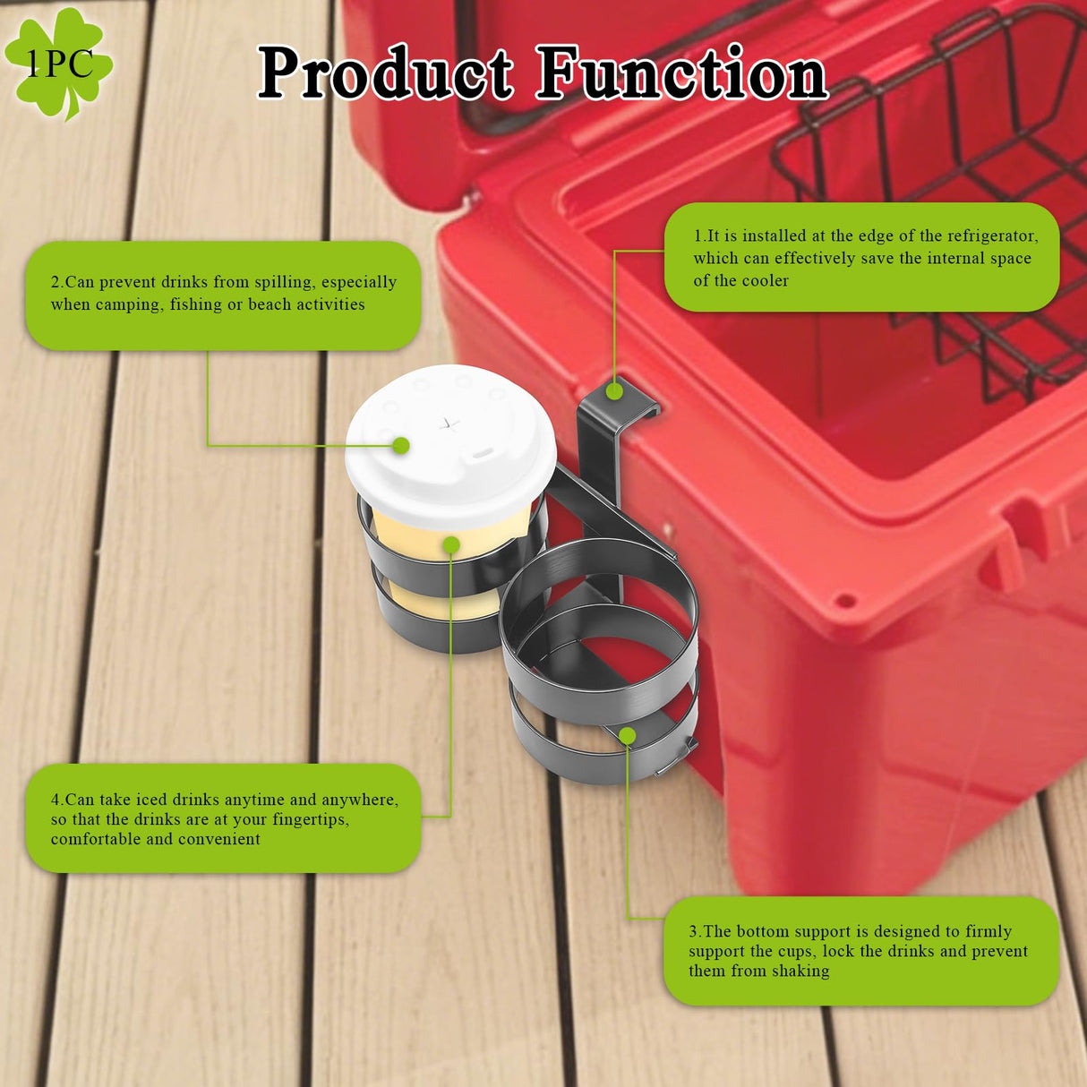 Cooler Beverage Holder fits YETI Tundra & RTIC Coolers, 3.4" D