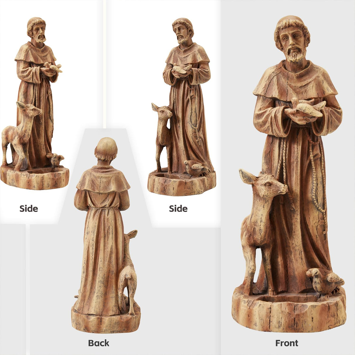DSNAPE St Francis Garden Statue Outdoor All-Weather, 25" H Religious Saint Francis of Assisi Catholic Statue with Bird Feeder for Patio Yard Home Decor