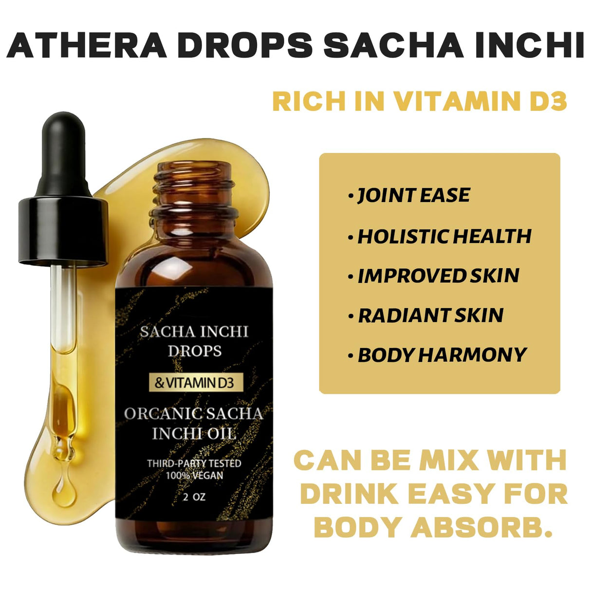 Athera Drops Organic Sacha Inchi, Athera Oil Hydrates The Joints for Menopausal Joint Dryness, Rich in Vitamin D3 (1)