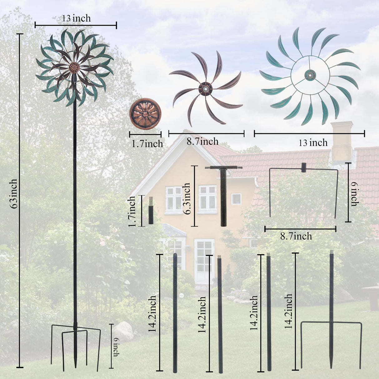 Stargarden Metal Wind Spinner,Two-Way Wind Sculptures,360 Degrees Kinetic Wind Spinners for Yard and Garden