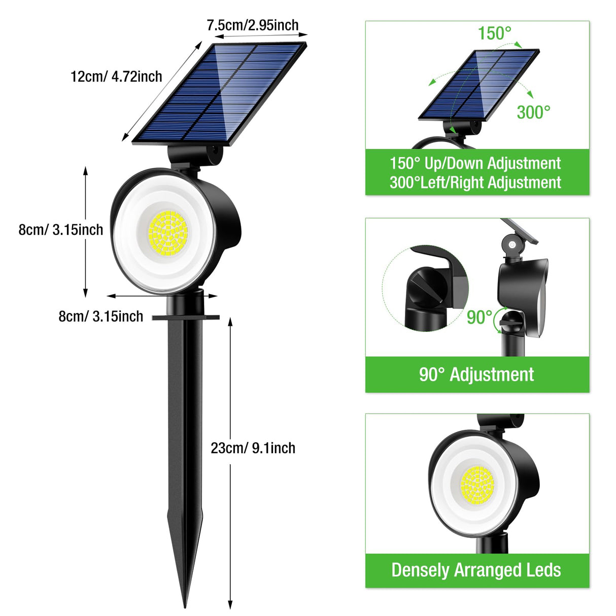nipify 4 Pack Solar Lights Outdoor Waterproof, 53 LED Solar Spot Lights with 3 Modes Landscape Spotlights for Outside Garden Yard Trees, Warm White