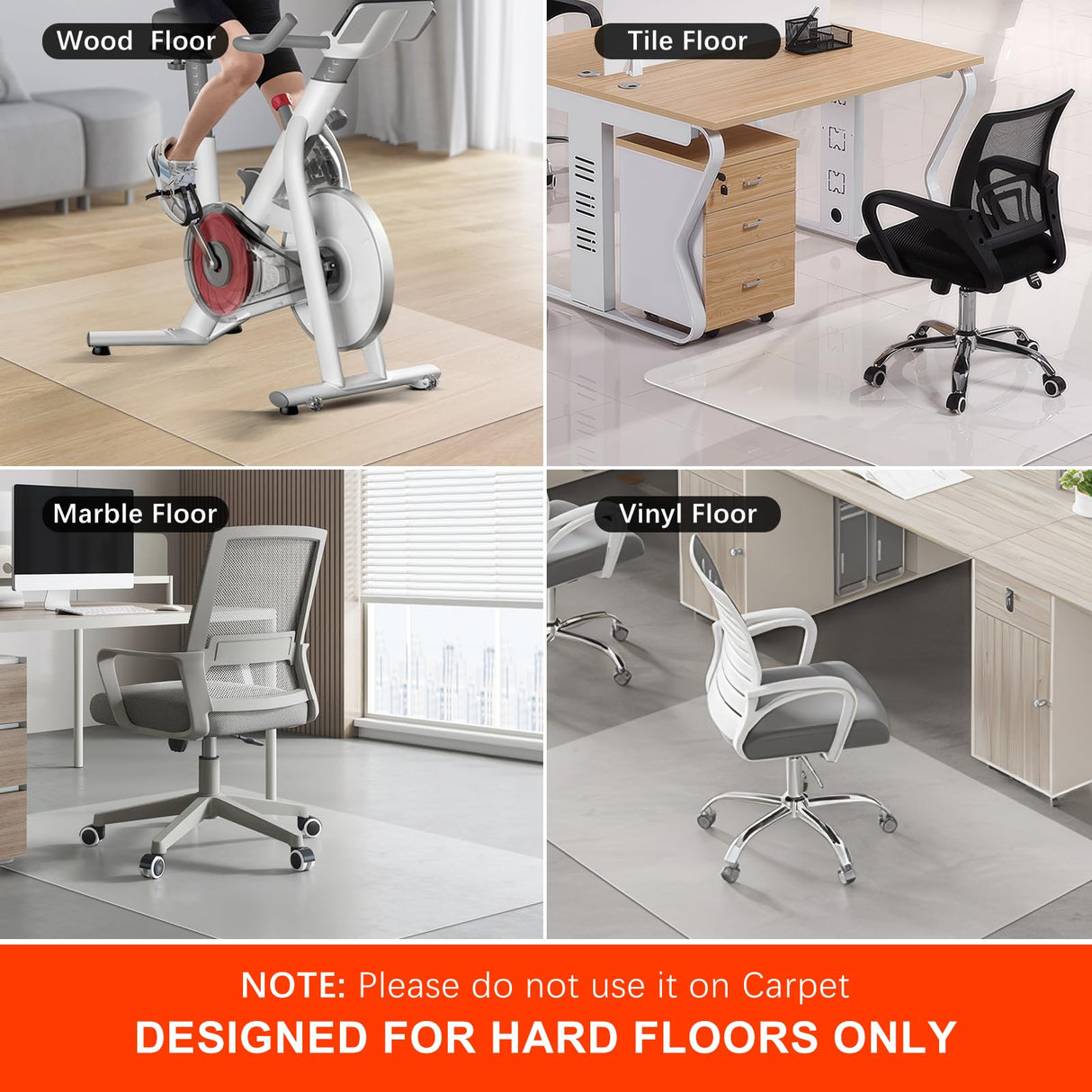 Vicwe Chair mat for Hardwood Floor, 36 x 48 inches Fully Transparent Floor Mats for Rolling Chairs, Floor Protector, Easy Clean, Rectangle