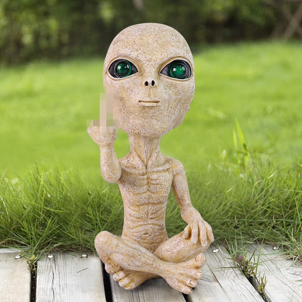 Lopoti Solar Light Alien Statues Sculpture,Funny UFO Extraterrestrial Figurine for Home Garden Yard Art Outdoor Decoration.