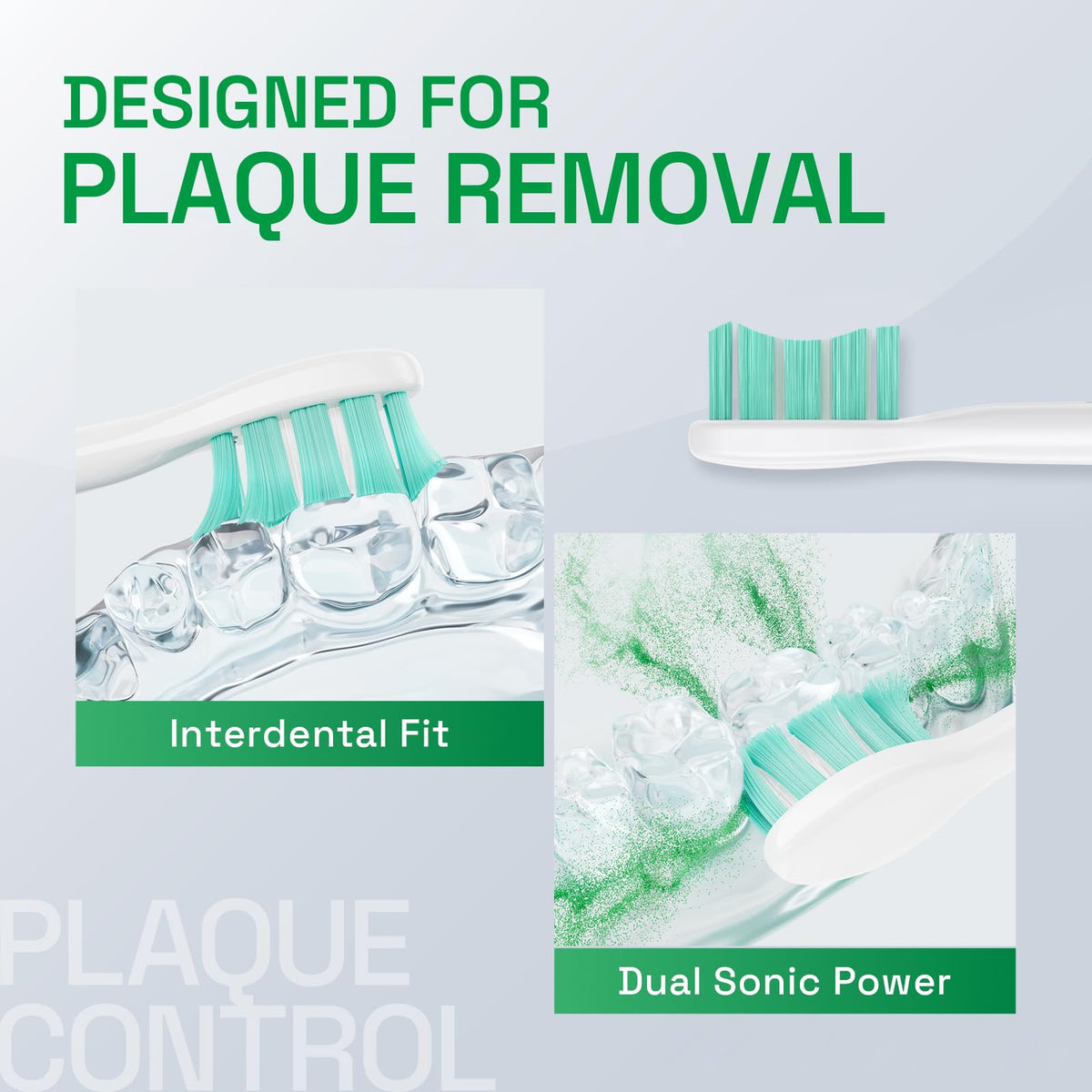 BRUSHMO Plaque Control Replacement Heads for Philips Sonicare, 8 Pack White