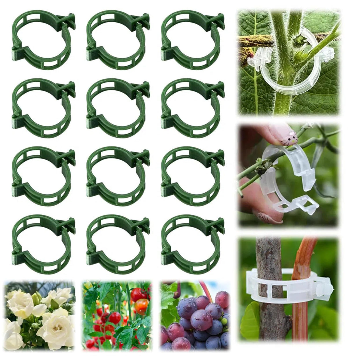 100Pcs 2025 Upgraded Plant Clip Secured Plastic Plant Clip for Climbing Plants, Plant Support Clips Tomato Clip for Climbing Plants Clips for Tomato Grape Vine Vegetables Plant Clips (100, Green)