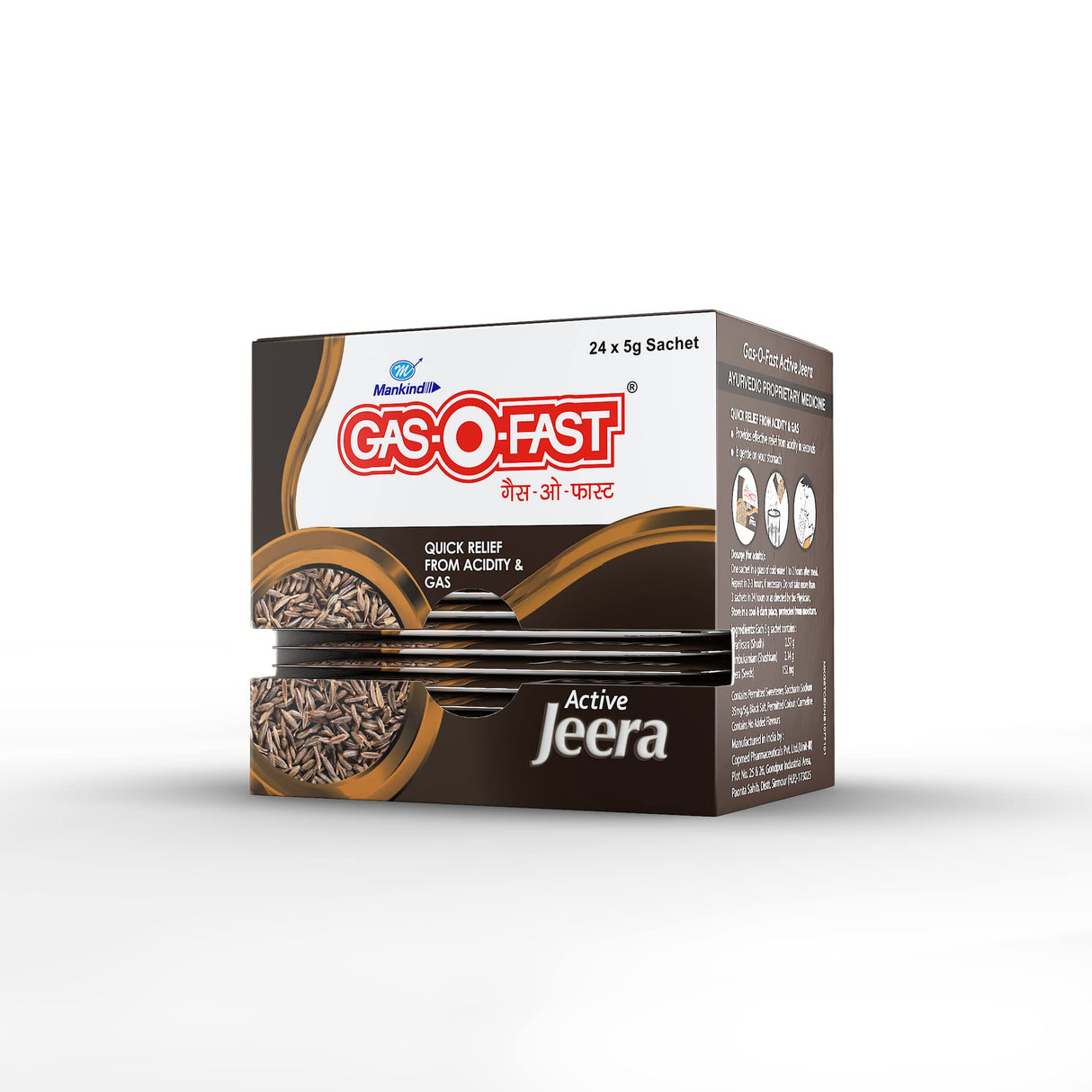 MANKIND CONFETTIWOW Mankind Gas-O-Fast for Relieving Acidity, Active Jeera- 5 g Sachet (Pack of 24)